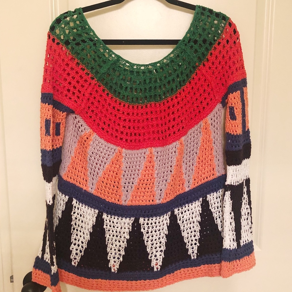 Free People Colorful Open Knit Sweater